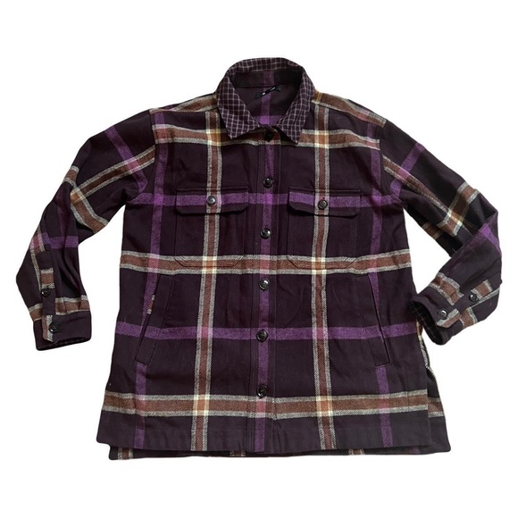 Madewell Purple plaid oversized shacket - Picture 4 of 9